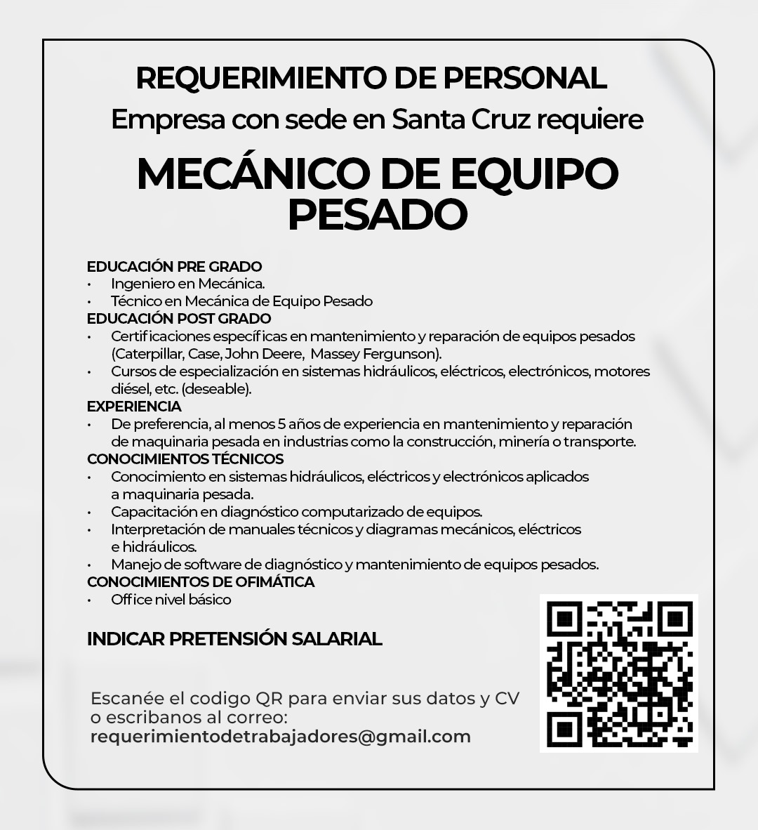 MECANICO EN MAQUINARIA PESADA